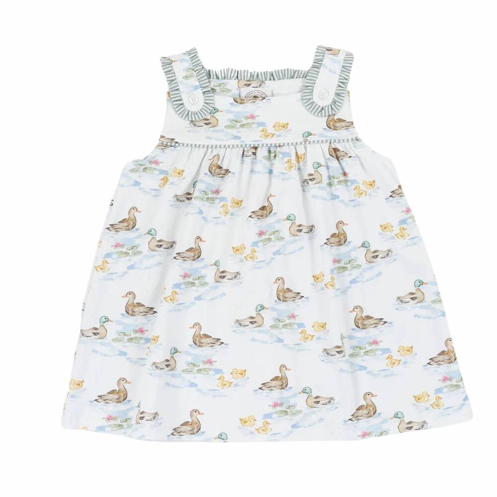 NEW CYPRESS ROW kids' darling ducks stella sun dress in white